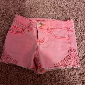 Pink Lace Trim girls Shorts